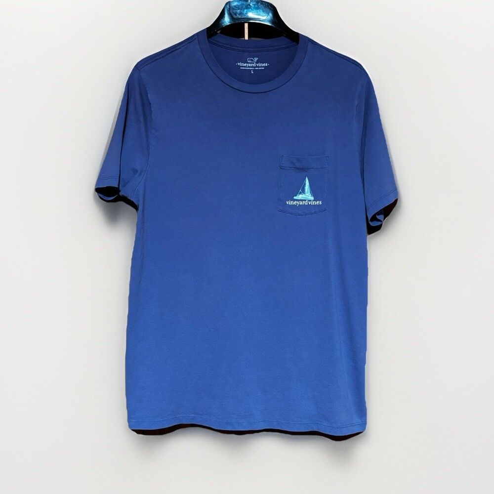 Vineyard Vines Blue Double Sided Sailboat Print Shirt Men's Size Large Nautical